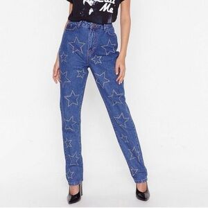 Nasty Gal Stop Staring At Me Embellished Denim Size 2